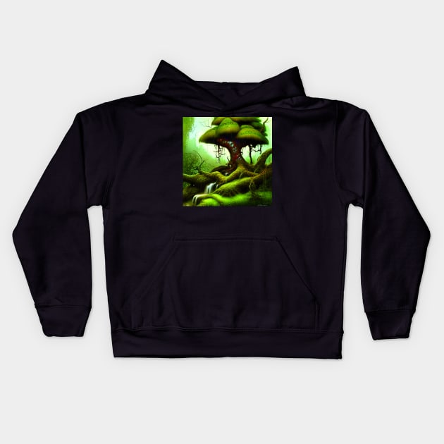 Beautiful Tree in Fantasy Style, Digital Painting Kids Hoodie by Promen Art